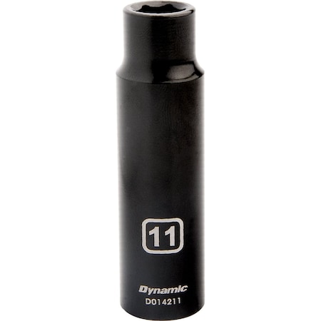Dynamic 1/2" Drive Deep Socket, Black Phosphate, Tools 1/2" Drive 6 Point Metric, 11mm Deep Length D014211